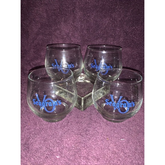 Vintage Set of 4 Seagram’s VO Whiskey Old Fashioned-Rock-Lowball Glasses Barware - Picture 4 of 5